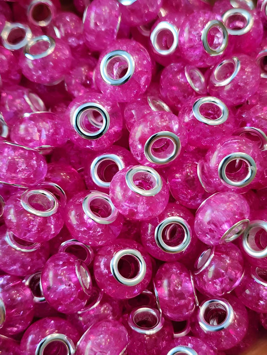 Hot Pink Crackle (Large Hole Spacers)