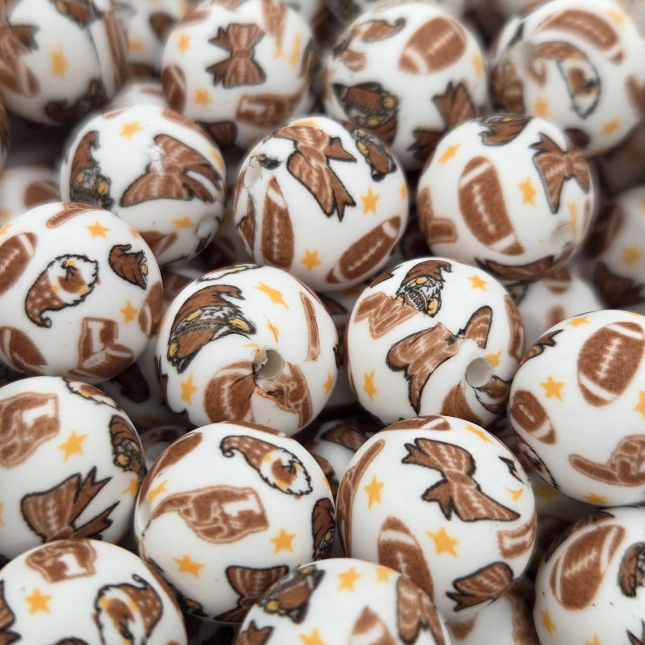 Sunday Kickoff 15mm Printed Silicone Beads