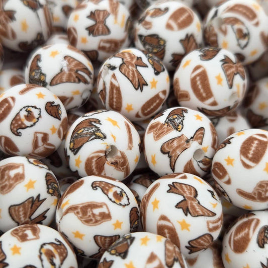 Sunday Kickoff 15mm Printed Silicone Beads