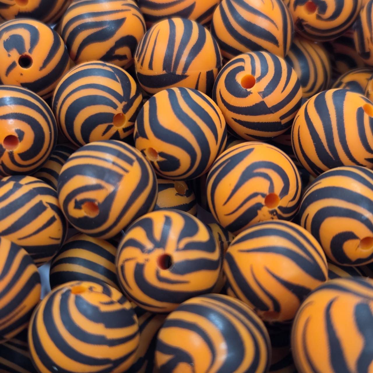 Wild Stripe 15mm Printed Silicone Beads