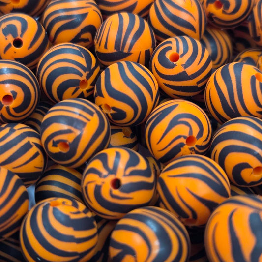 Wild Stripe 15mm Printed Silicone Beads