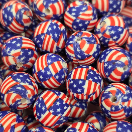 American Twist 15mm Printed Silicone Beads