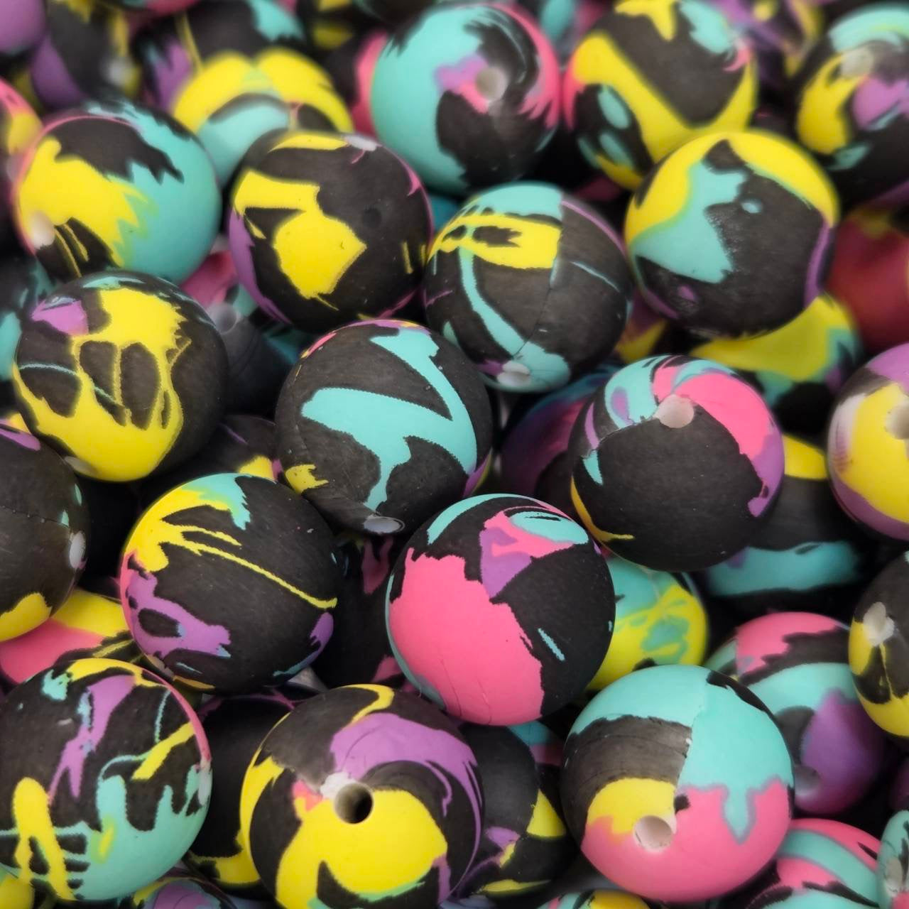90's Remix 15mm Printed Silicone Beads