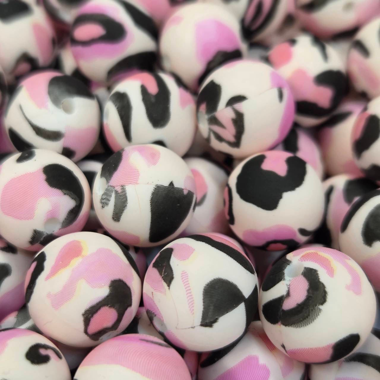 Pink Prowl 15mm Printed Silicone Beads