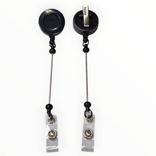 Black Beadable Badge Reels
