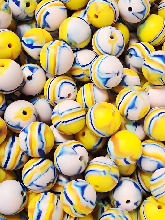 Sunlit Swirl 15mm Printed Beads