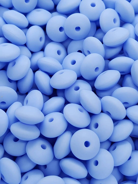 Heavenly Blue Silicone Lentil Beads