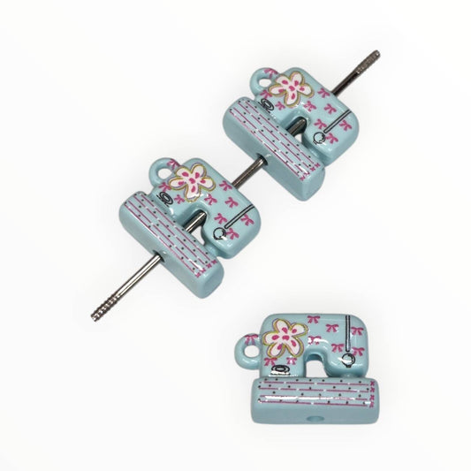 Blue Sewing Machine Acrylic Beads