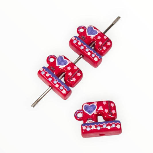 Red Sewing Machine Acrylic Beads