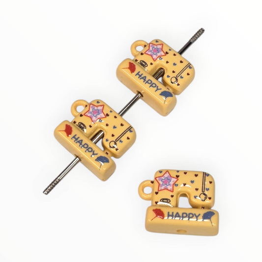 Yellow Sewing Machine Acrylic Beads