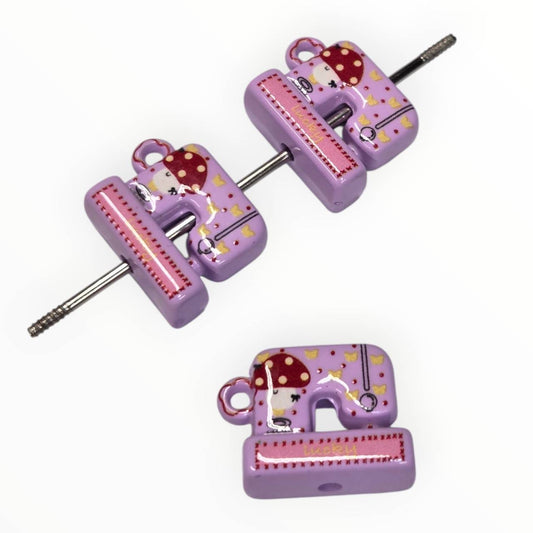 Purple Sewing Machine Acrylic Beads