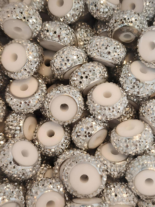 Glitter Silver Rhinestone 12mm Spacers