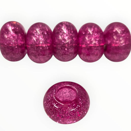 Dark Pink Large Hole Round Acrylic Beads