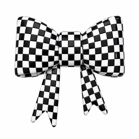 Checkered Print Large Bow Focal Bead