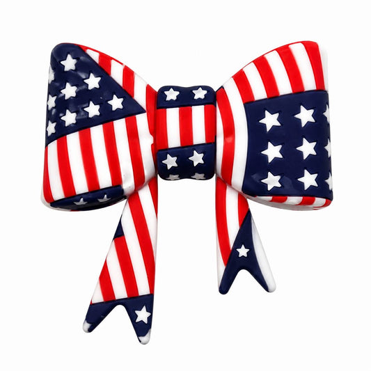 Patriotic Print Large Bow Focal Bead