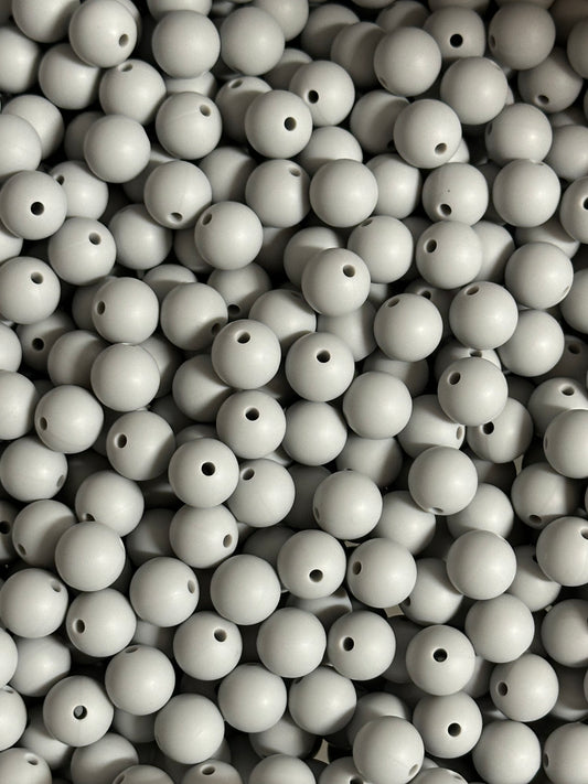 Ash Mist 12mm Silicone Beads