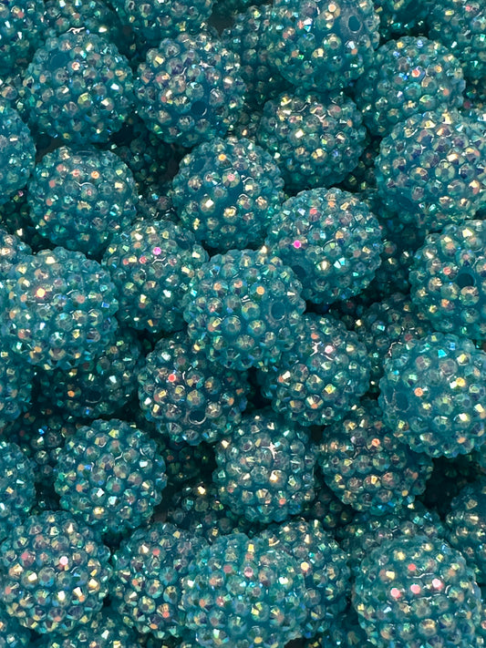 Aqua 20mm **Rhinestone** (Bubblegum Beads)