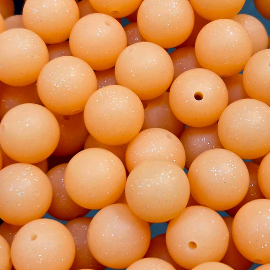 Orange Glitter 15mm Silicone Beads