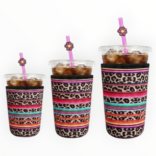 Rainbow Leopard Iced Drink Sleeves