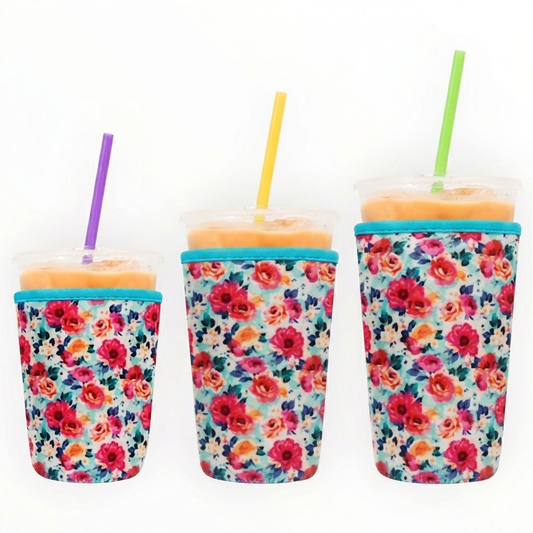 Blue Flower Iced Drink Sleeves