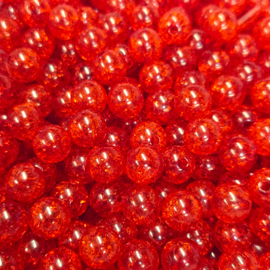 Red 12mm Acrylic Crackle Beads