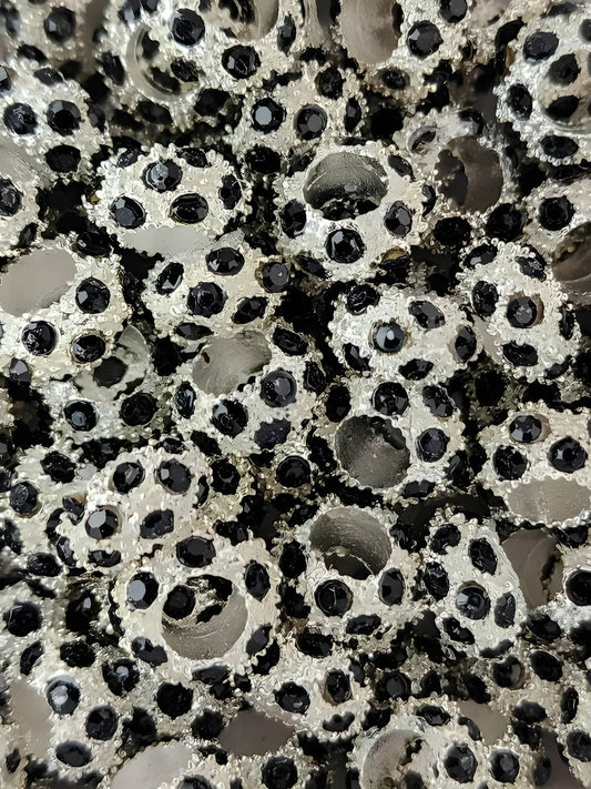 Black Metal Rhinestone Spacer Beads