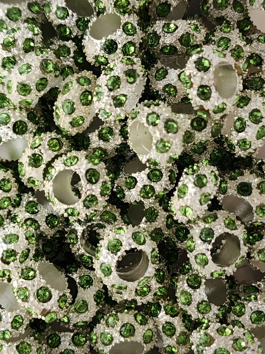 Green Metal Rhinestone Spacer Beads