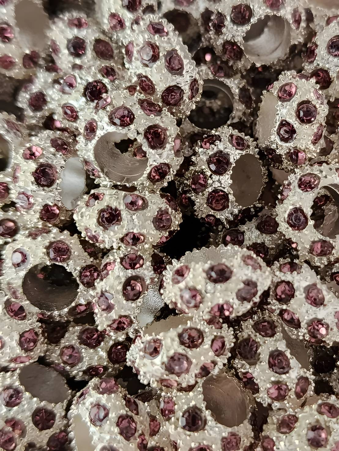 Purple Metal Rhinestone Spacer Beads
