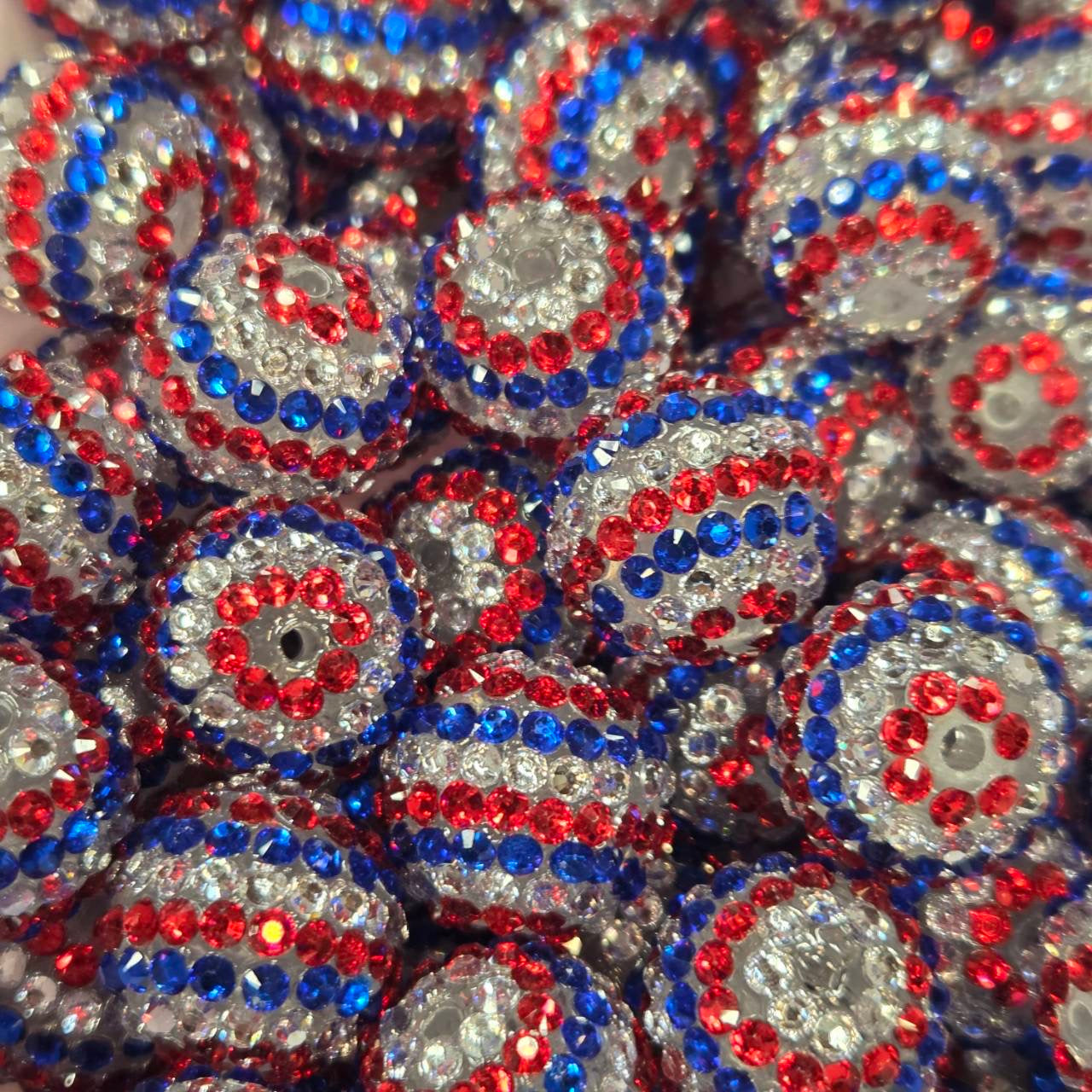 Firecracker Glam Rhinestone USA 20mm Acrylic Beads