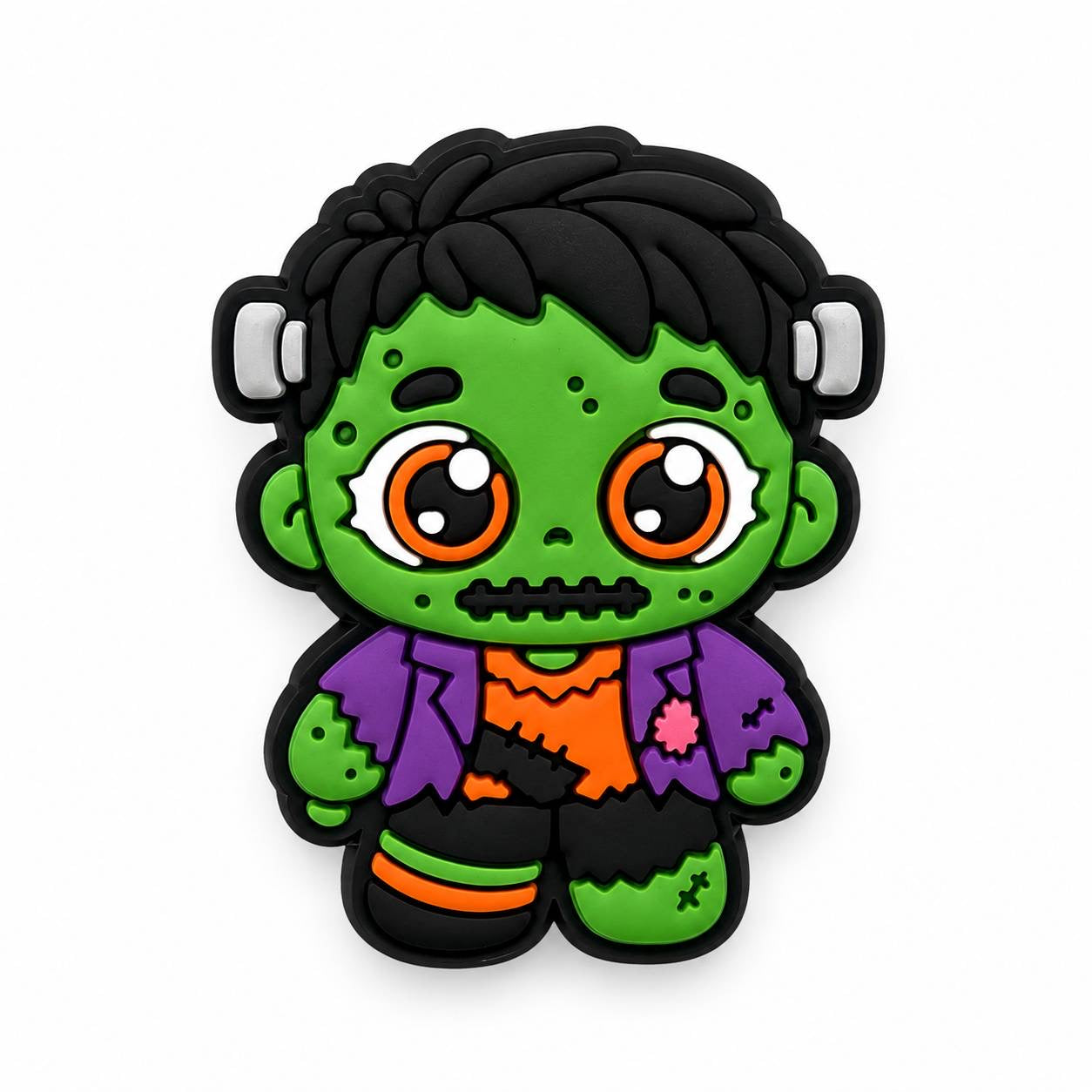 Cute Frankenstein silicone focal bead for beadable pens, keychains, badge reels and Halloween crafts