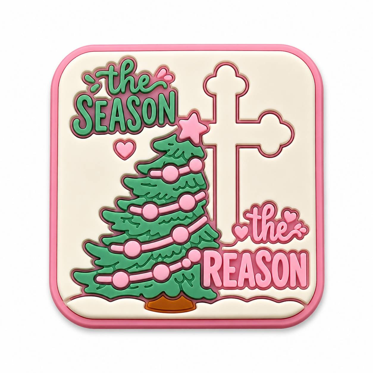 Christian Christmas silicone focal bead with Christmas tree and cross design for beadable pens keychains and DIY crafts