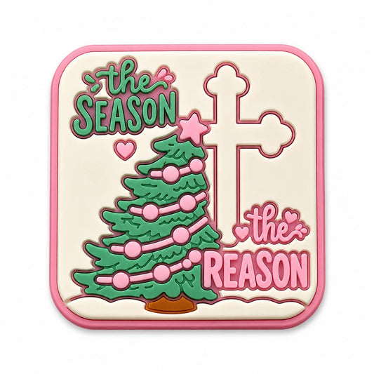 Christian Christmas silicone focal bead with Christmas tree and cross design for beadable pens keychains and DIY crafts