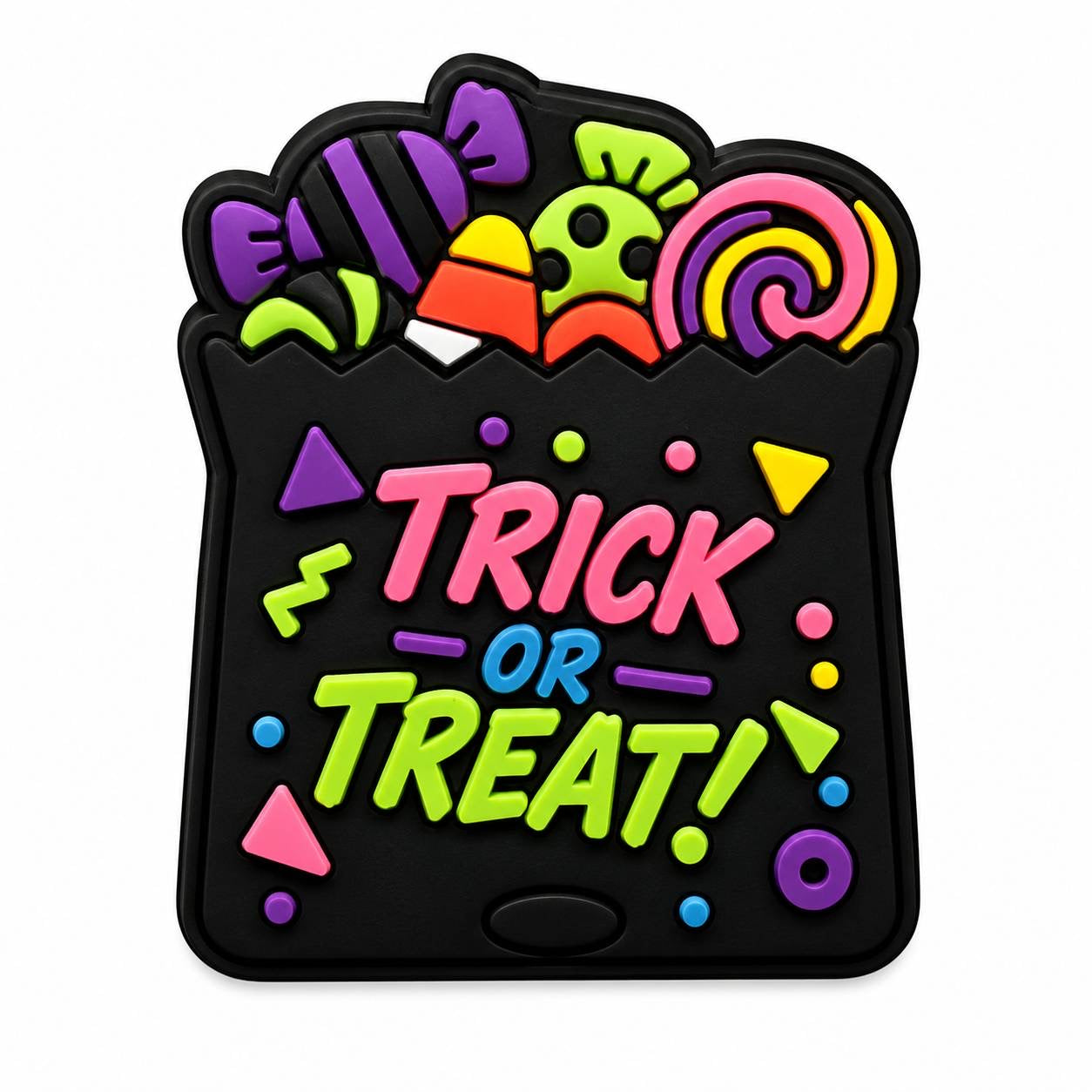 Cute trick-or-treat bag silicone focal bead for beadable pens, keychains, badge reels and Halloween crafts