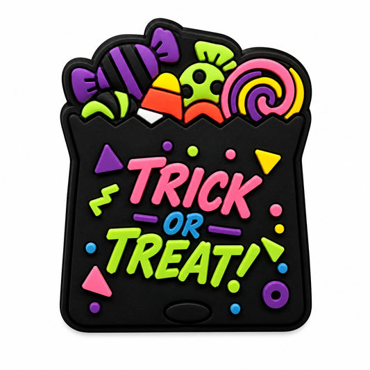 Cute trick-or-treat bag silicone focal bead for beadable pens, keychains, badge reels and Halloween crafts