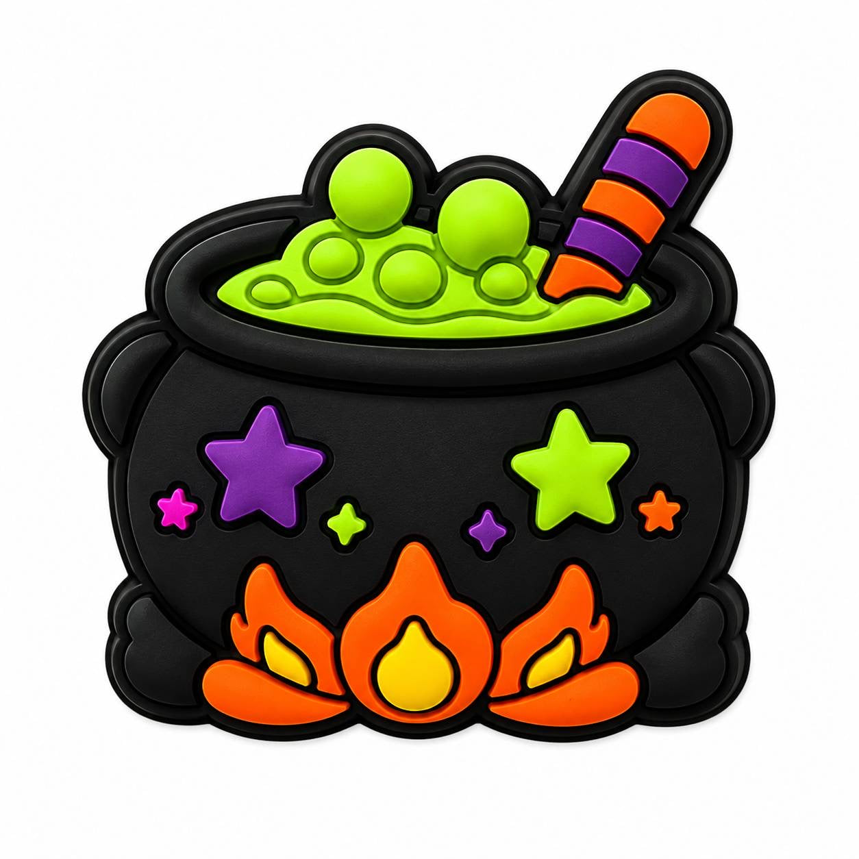 Cute cauldron silicone focal bead for beadable pens, keychains, badge reels and Halloween crafts