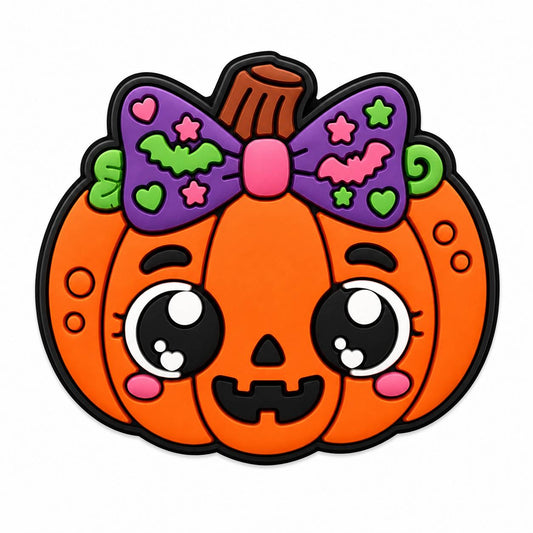 Cute pumpkin silicone focal bead for beadable pens, keychains, badge reels and Halloween crafts