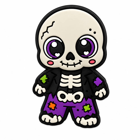 Cute skeleton silicone focal bead for beadable pens, keychains, badge reels and Halloween crafts