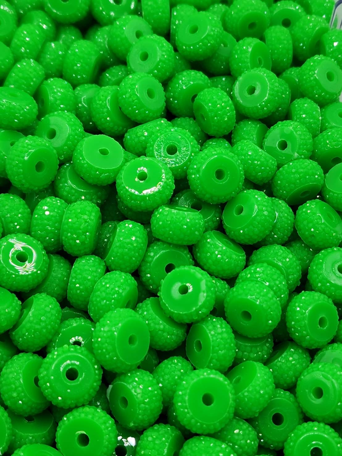 Neon Green Rhinestone Abacus 12mm Beads