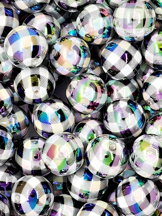 Black Plaid 20mm (Bubblegum Beads)