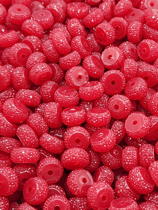 Dark Red Rhinestone Abacus 12mm Beads