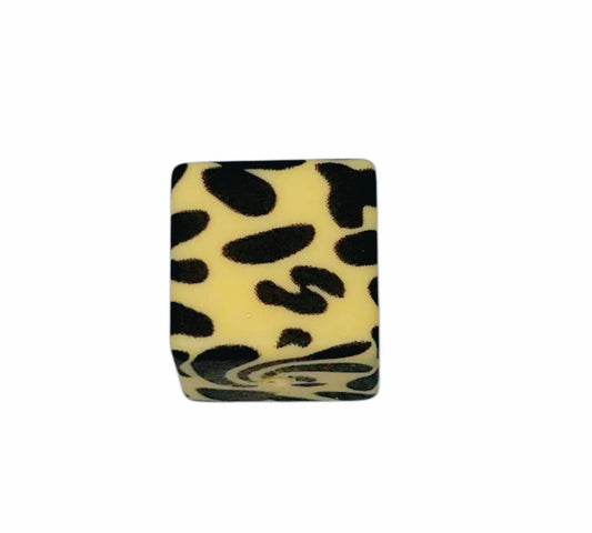 Square Leopard Print Silicone Beads
