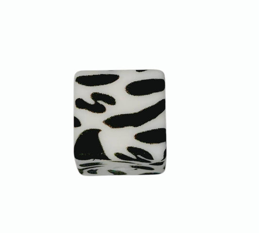 Square Cow Print Silicone Beads