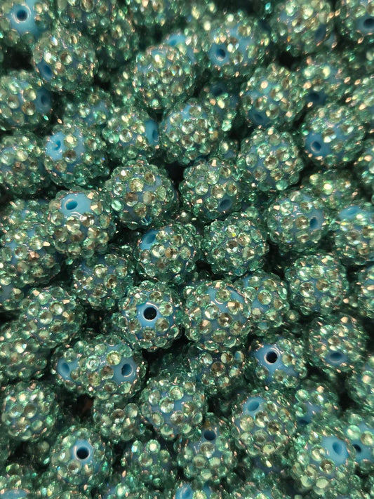 Aqua 14mm **Rhinestone** (Bubblegum Beads)