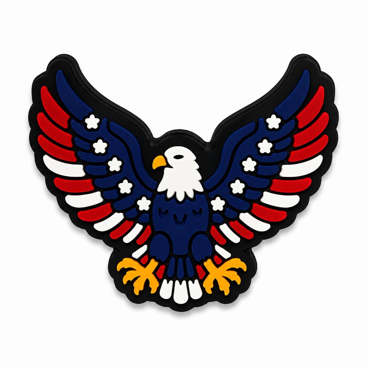 Patriotic eagle silicone focal bead with red white and blue wings for beadable pens, keychains, and DIY crafts