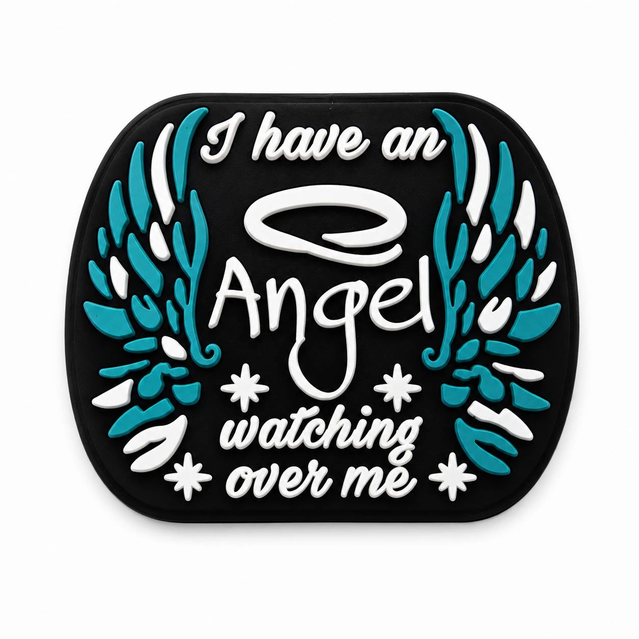 I Have an Angel Watching Over Me silicone focal bead featuring angel wings, halo and inspirational memorial message.