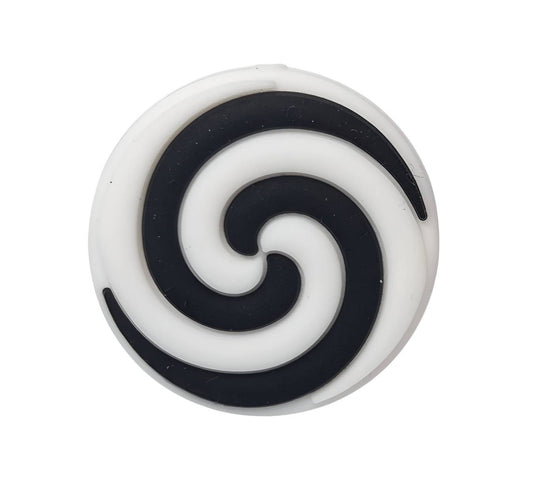Black Round Swirl Focal Beads