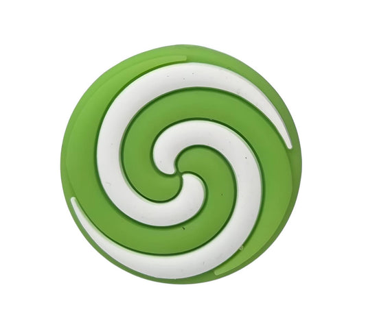 Green Round Swirl Focal Beads