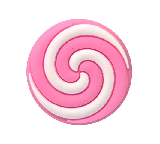 Pink Round Swirl Focal Beads