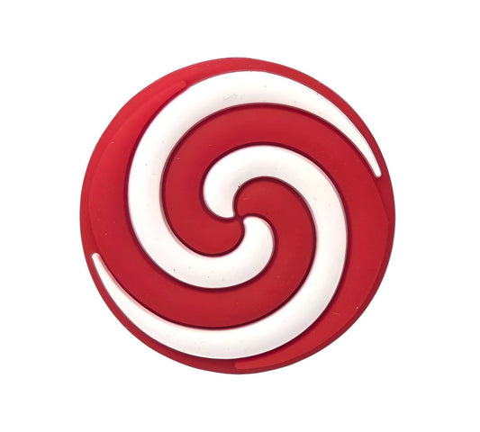 Red Round Swirl Focal Beads