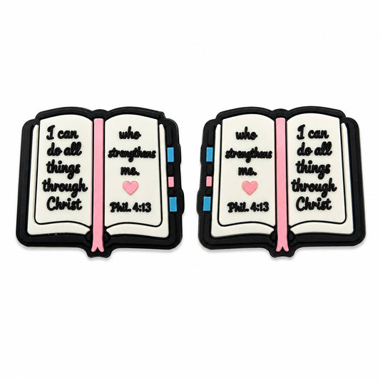 I Can Do All Things Through Christ Christian Bible Silicone Focal Bead Philippians 4:13 Double Sided